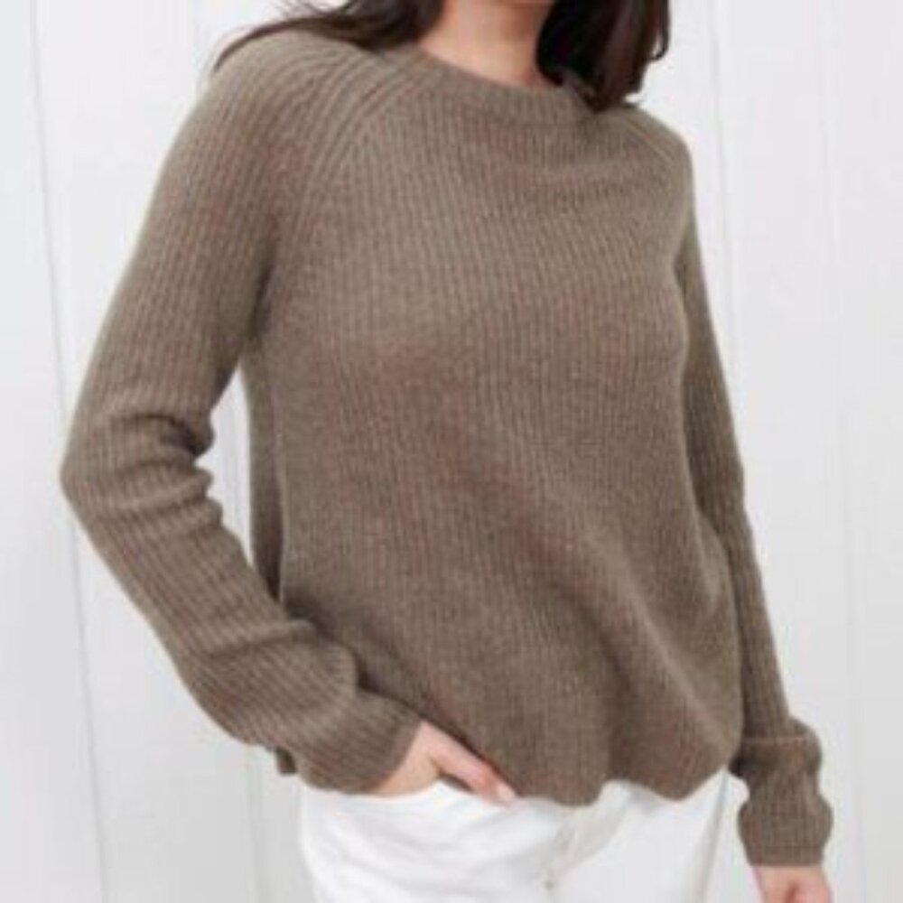 NWT Jenni Kayne 100% Cashmere Fisherman Sweater - Russet Brown, Size Small - Picture 4 of 7